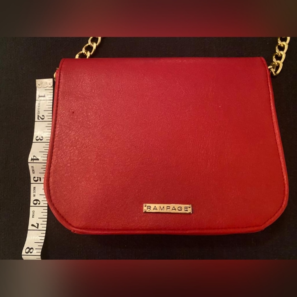 Red Faux Leather Gold link Purse by Rampage - Picture 3 of 5